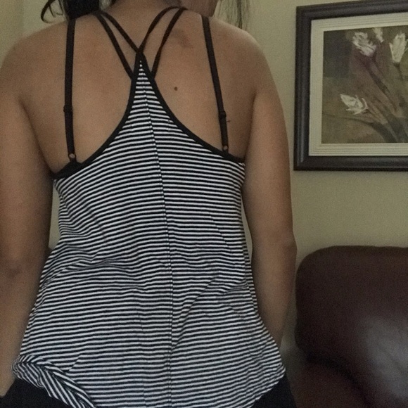 Hollister Black And White Stripe Razor Back Comfy Tank Top Small - Picture 3 of 5